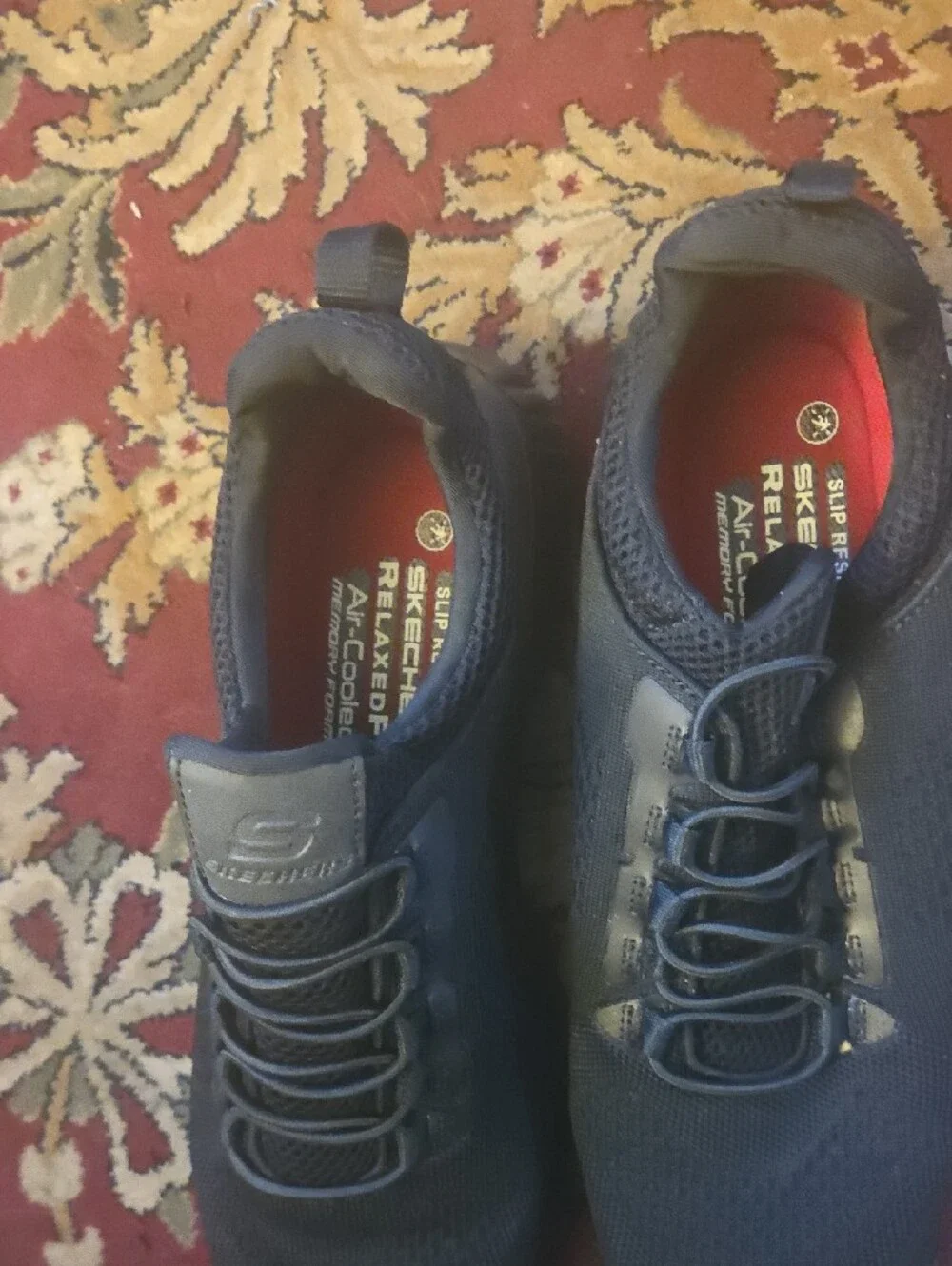 Skechers Navy and Red Slip-On Mesh Athletic Shoes